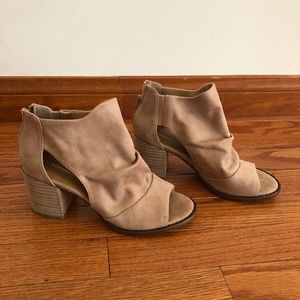 Slouch Faux Suede Booties w open toe